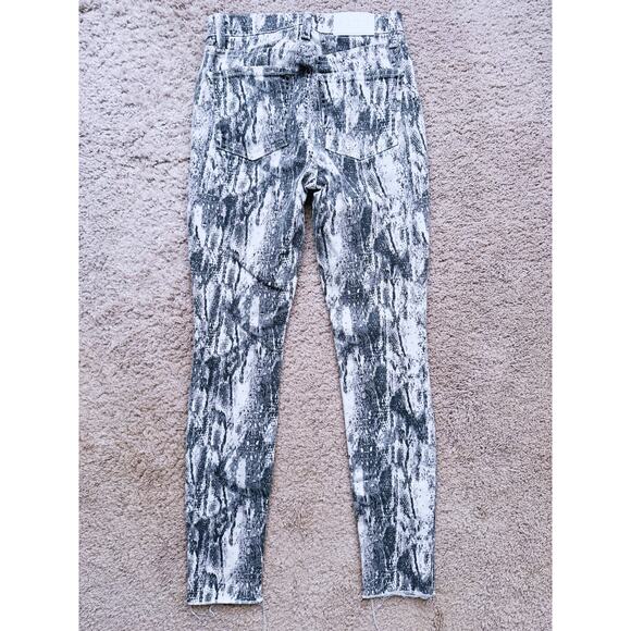 Pistola Revolve Snake Skin Print Skinny Stretchy Raw Hem Jeans 24 Edgy Statement - Picture 6 of 13